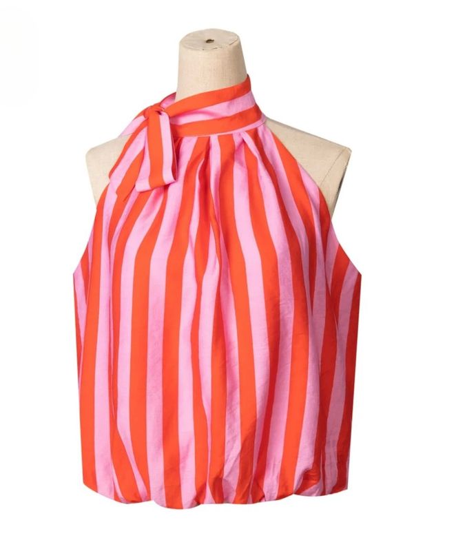 Haltertop Pip rood/roze