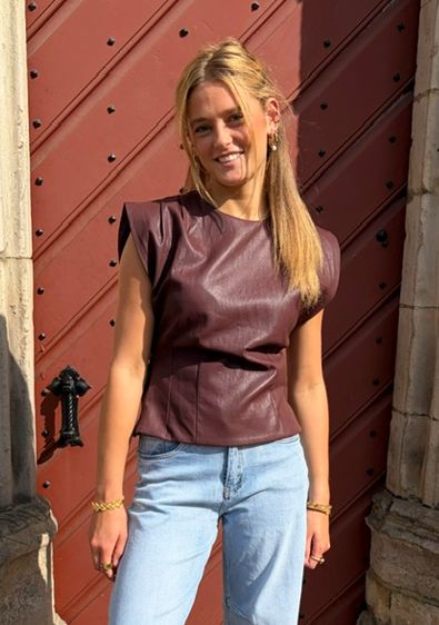 Leatherlook top Lili bordeaux