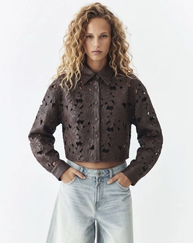 Leatherlook blouse Vivienne plum