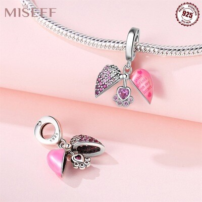 Missif-colgante Original de Plata de Ley 925 con estampado de pata de gato y perro