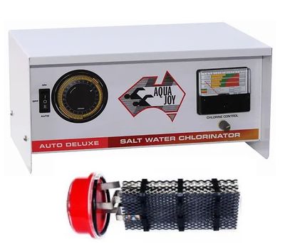 Aquajoy Auto Deluxe ADAJ150 Salt Chlorinator (with timeclock) -with RED END Premium cell 6 year warranty-NOT SELF CLEANING 2026 MODEL WITH DIGITAL TIMECLOCK Aquajoy Auto Deluxe ADAJ150 Salt Chlorinator (with timeclock) -with RED END Premium cell 6 year warranty-NOT SELF CLEANING 2026 MODEL WITH DIGITAL TIMECLOCK