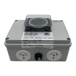 Double Outlet 10amp Air Switch Box c/w Time Clock Double Outlet 10amp Air Switch Box c/w Time Clock