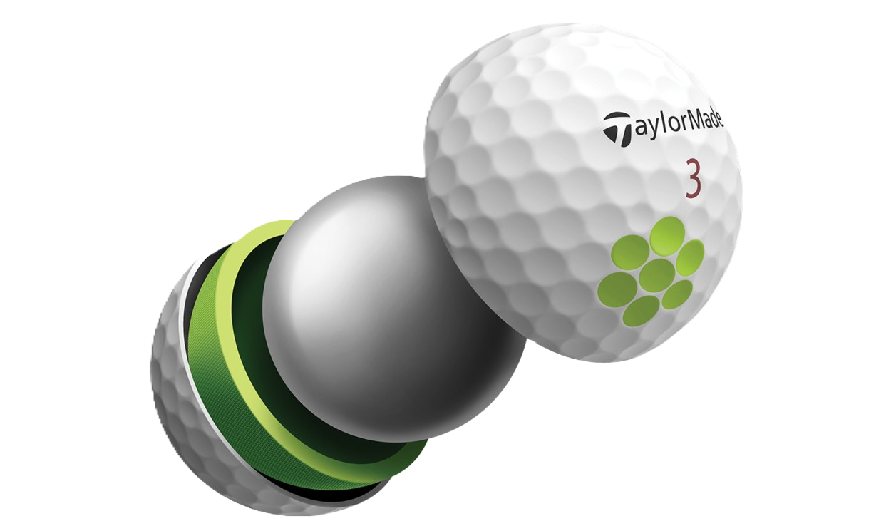 Three-piece golf ball with a core, mantle, and cover, designed to optimize distance, spin, and control for better performance and feel on the golf course