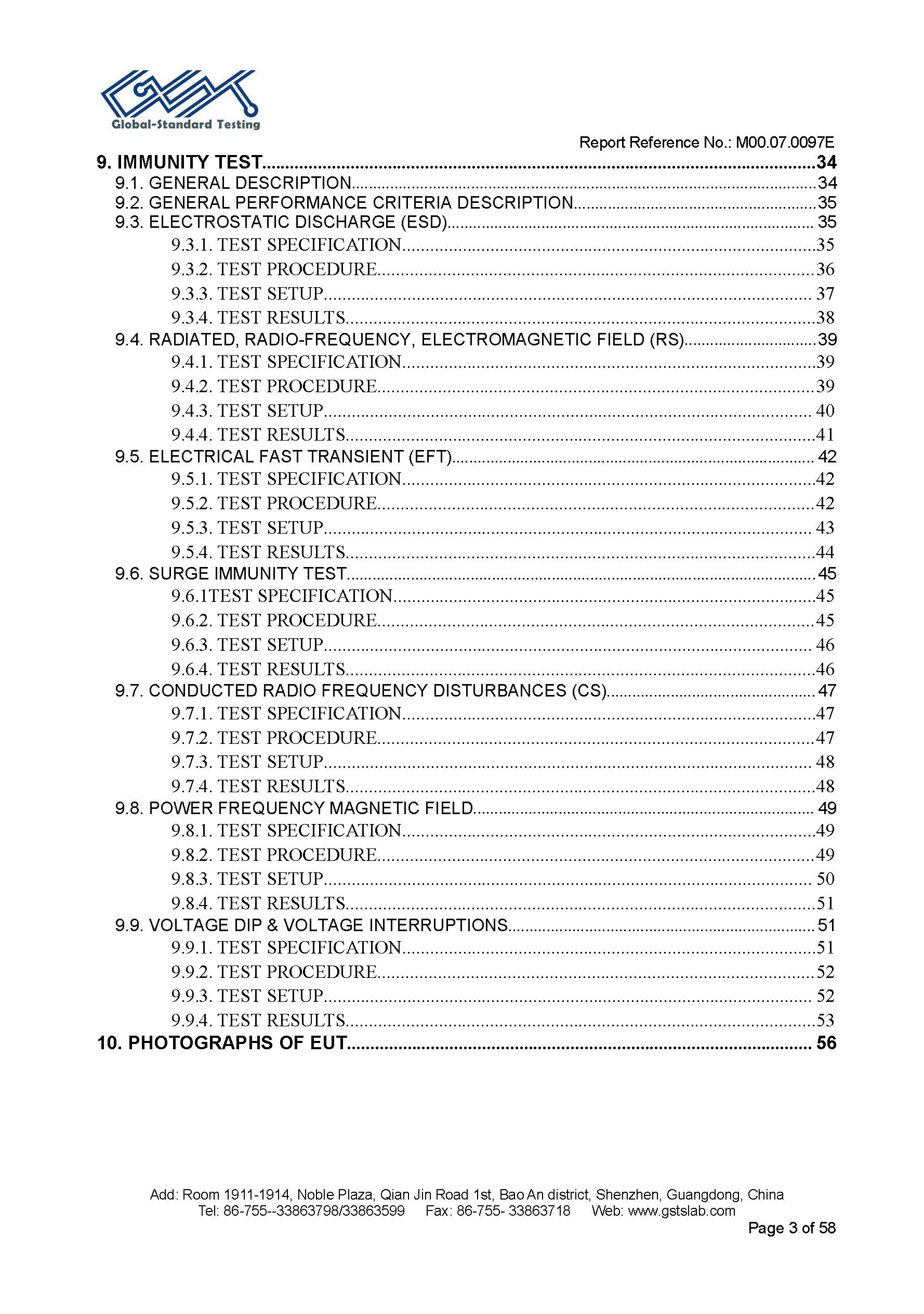 Sauna Fix EU CE EMC test report page 3 of 58