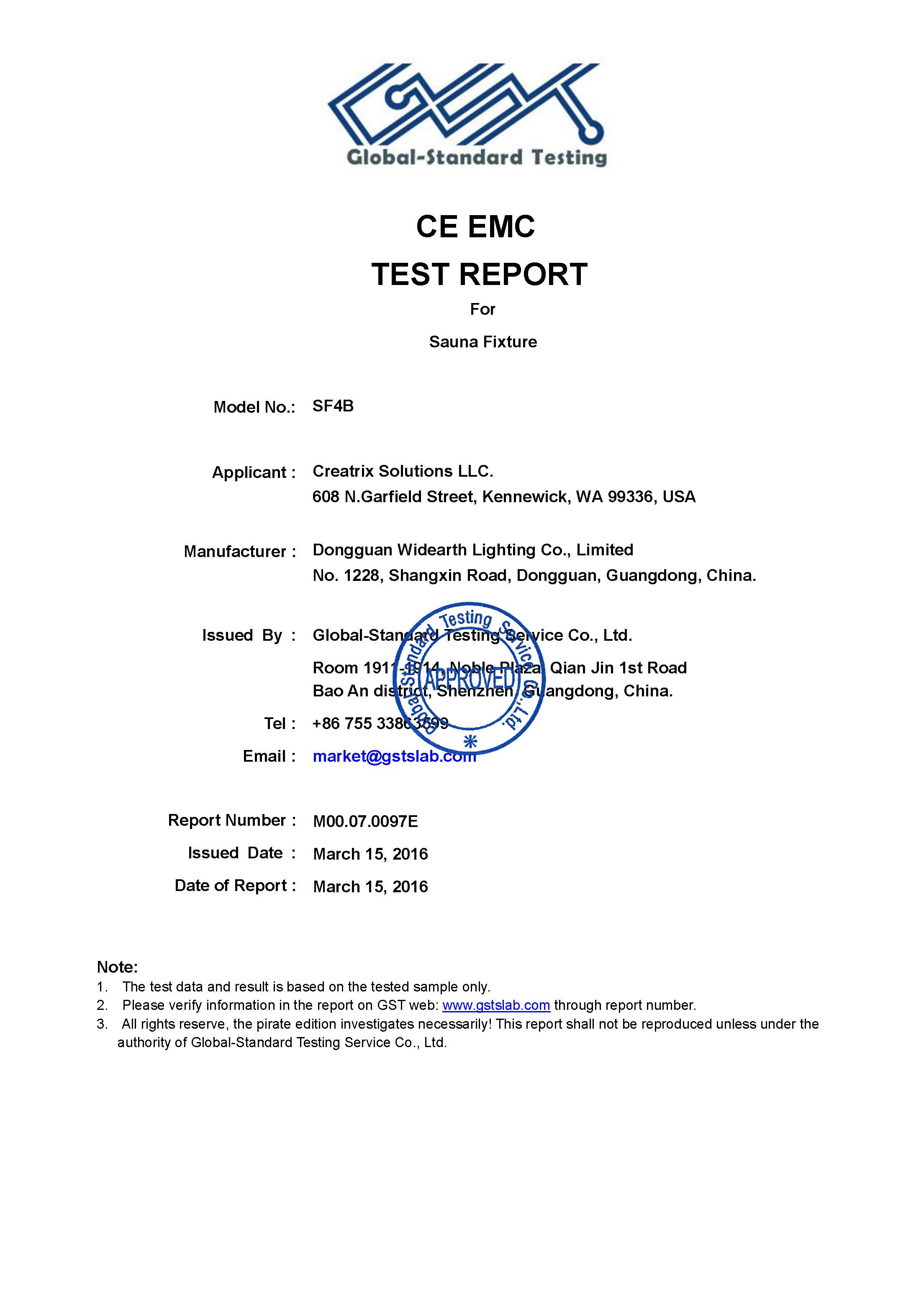 Sauna Fix EU CE EMC test report page 1 of 58
