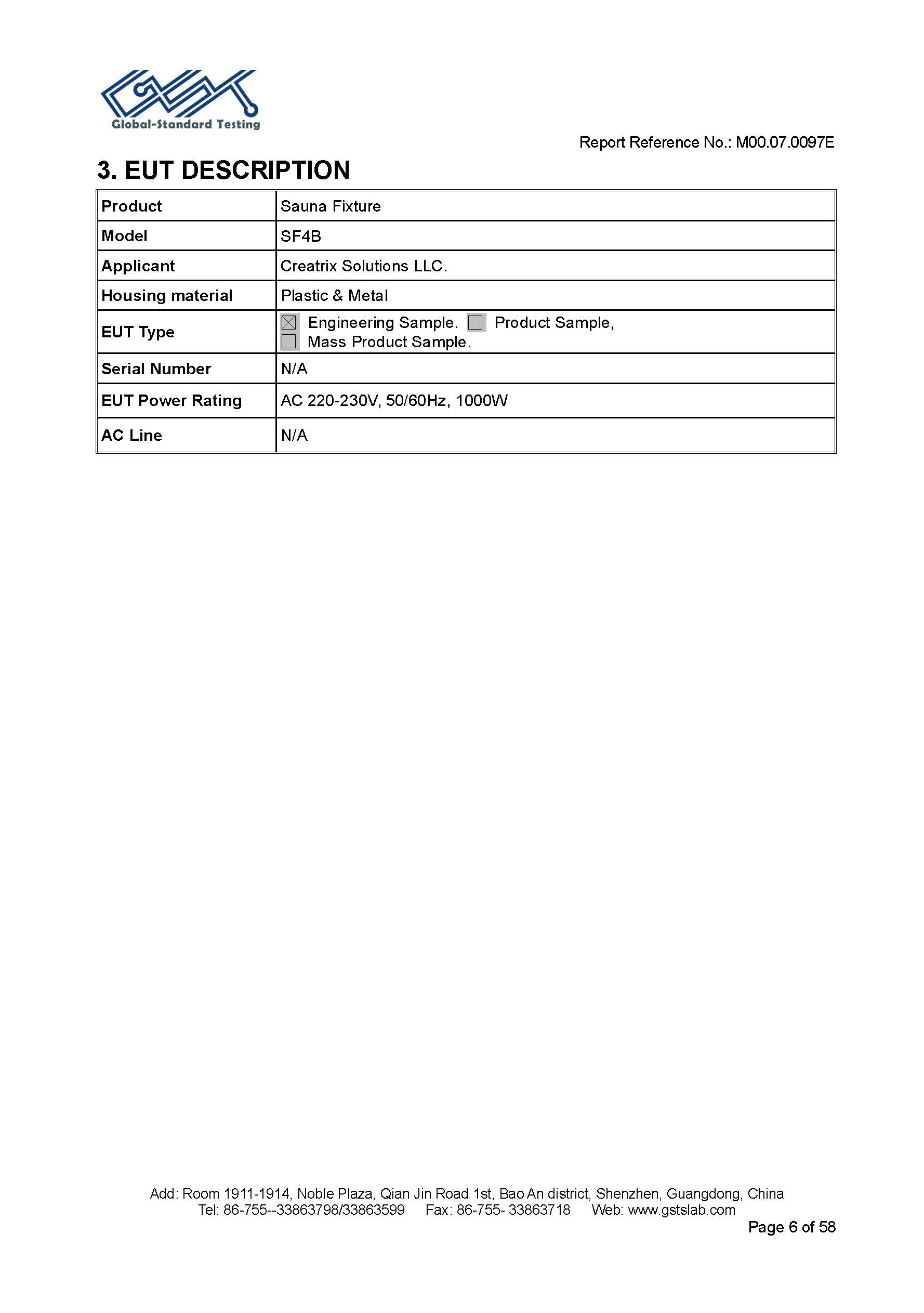 Sauna Fix EU CE EMC test report page 6 of 58