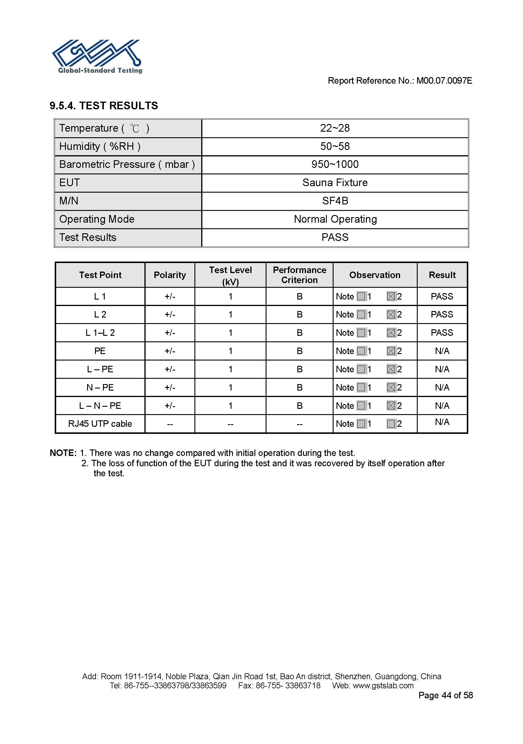 Sauna Fix EU CE EMC test report page 44 of 58