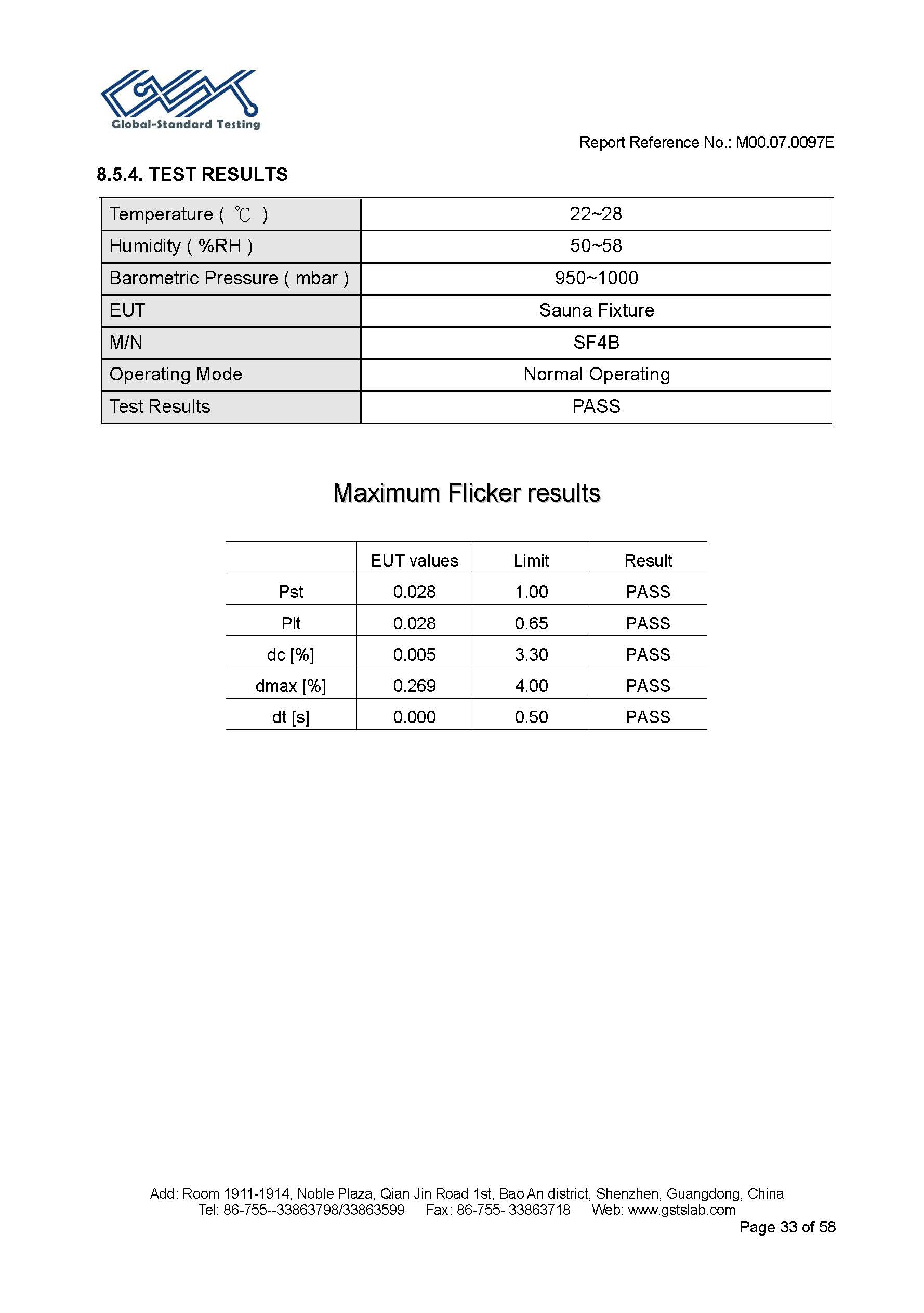 Sauna Fix EU CE EMC test report page 33 of 58