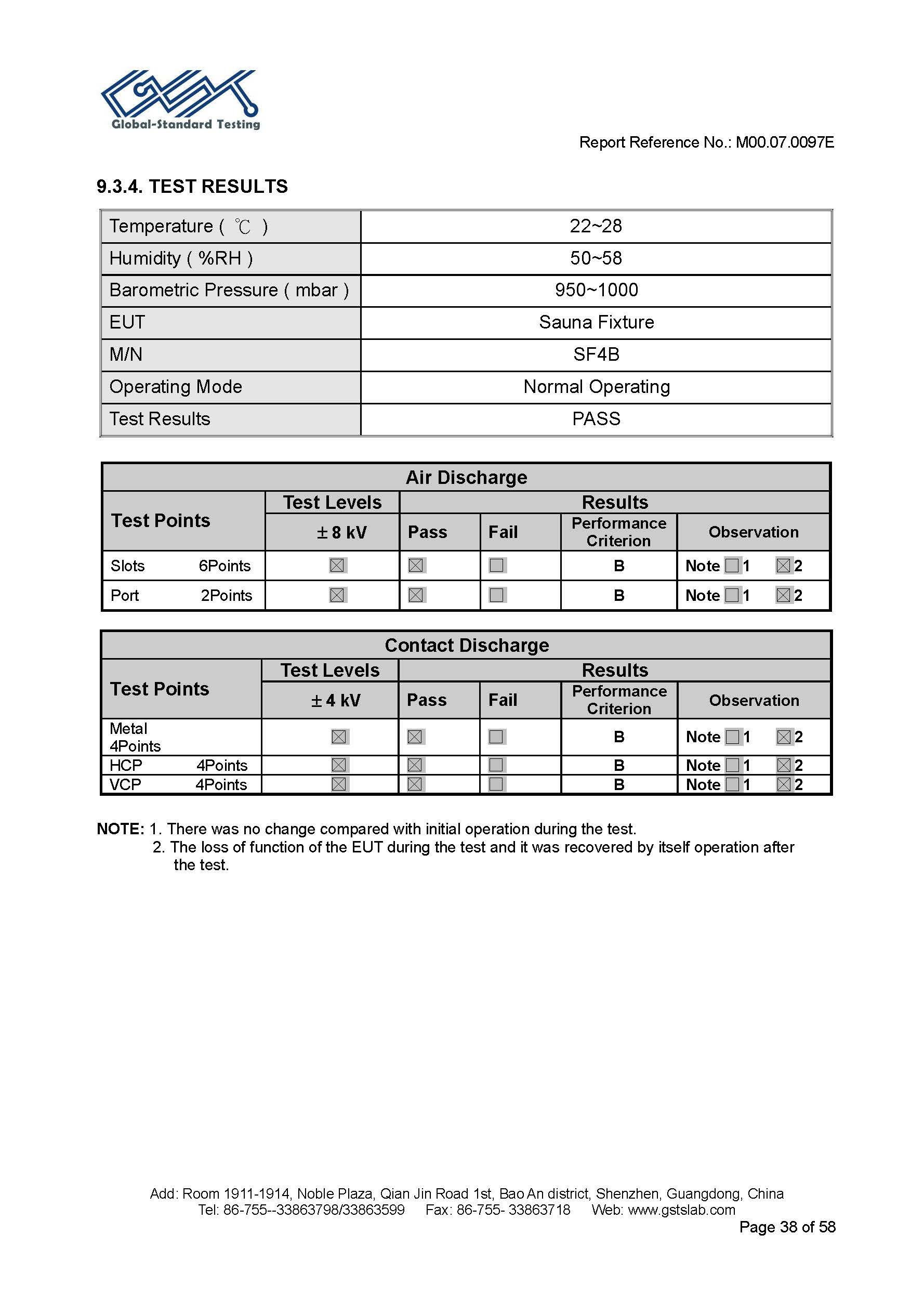 Sauna Fix EU CE EMC test report page 38 of 58