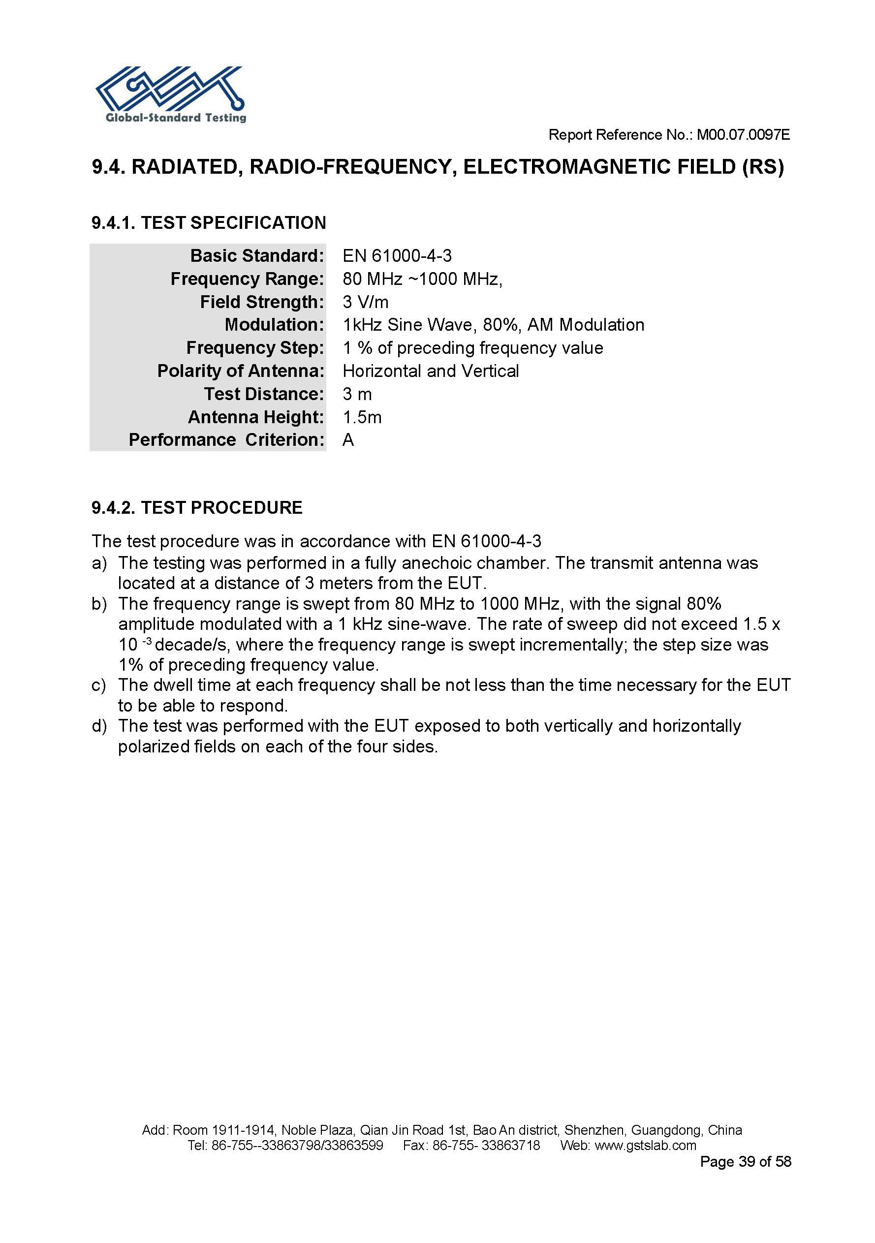 Sauna Fix EU CE EMC test report page 39 of 58