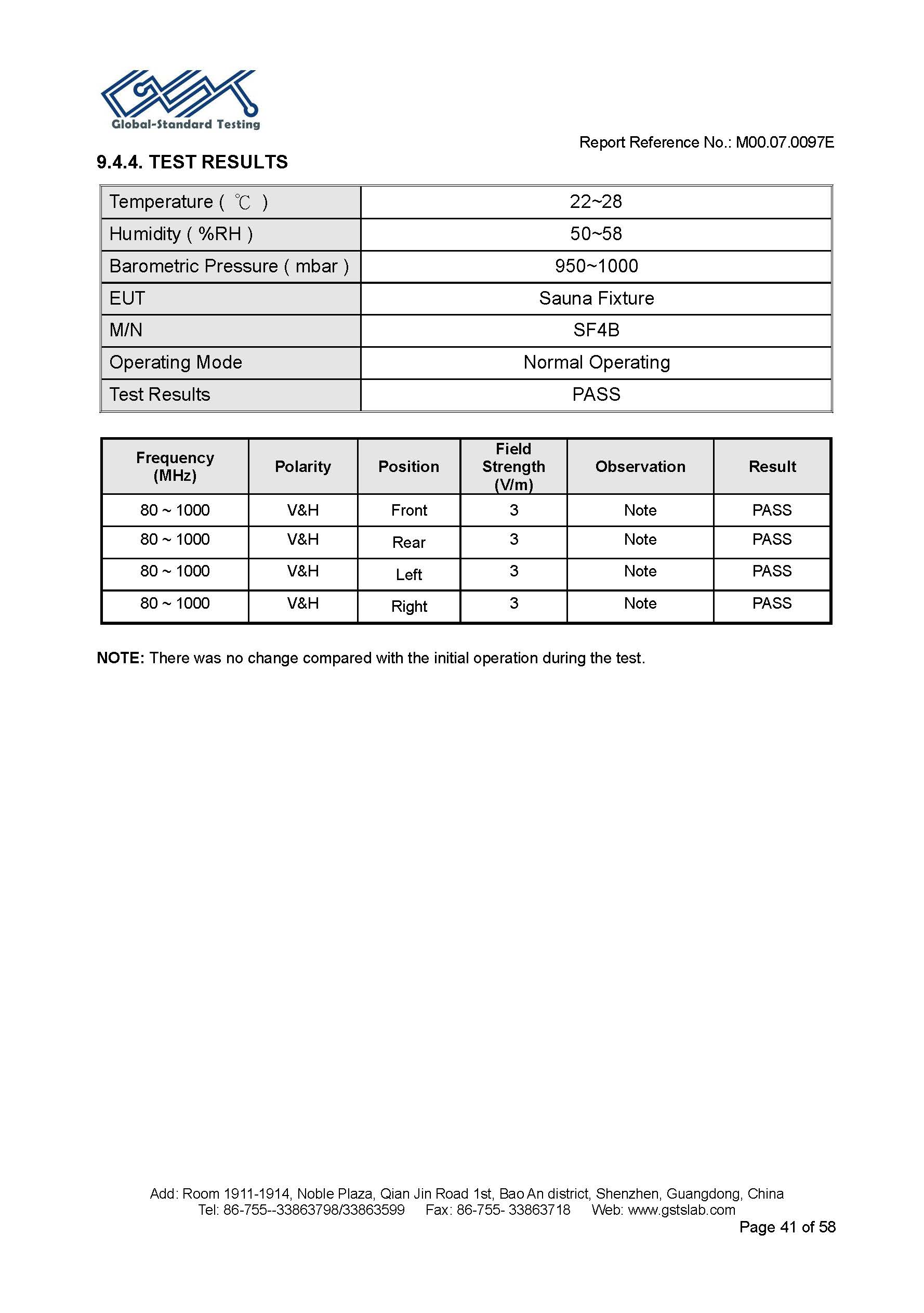 Sauna Fix EU CE EMC test report page 41 of 58