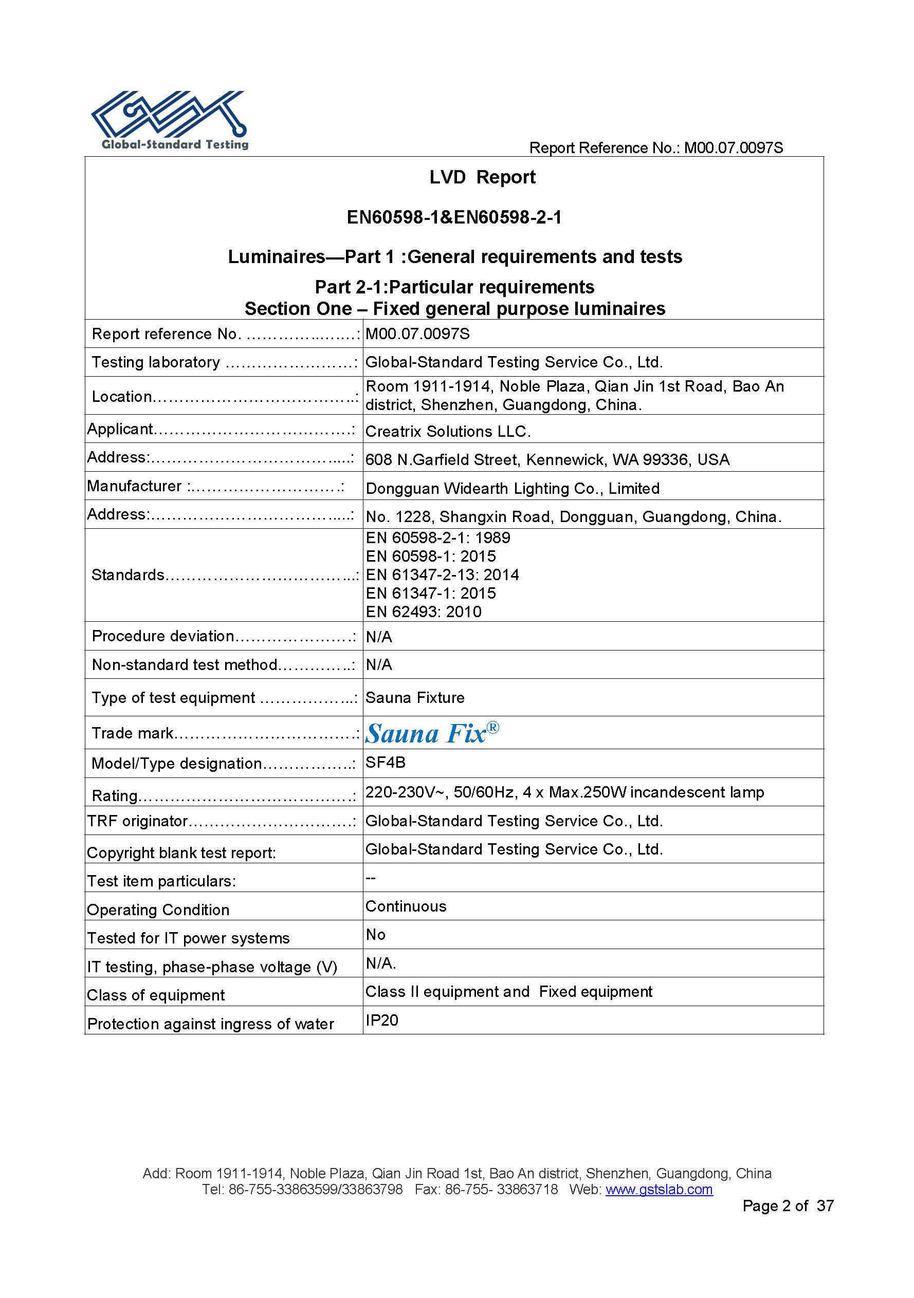 EU LVD test report page 2
