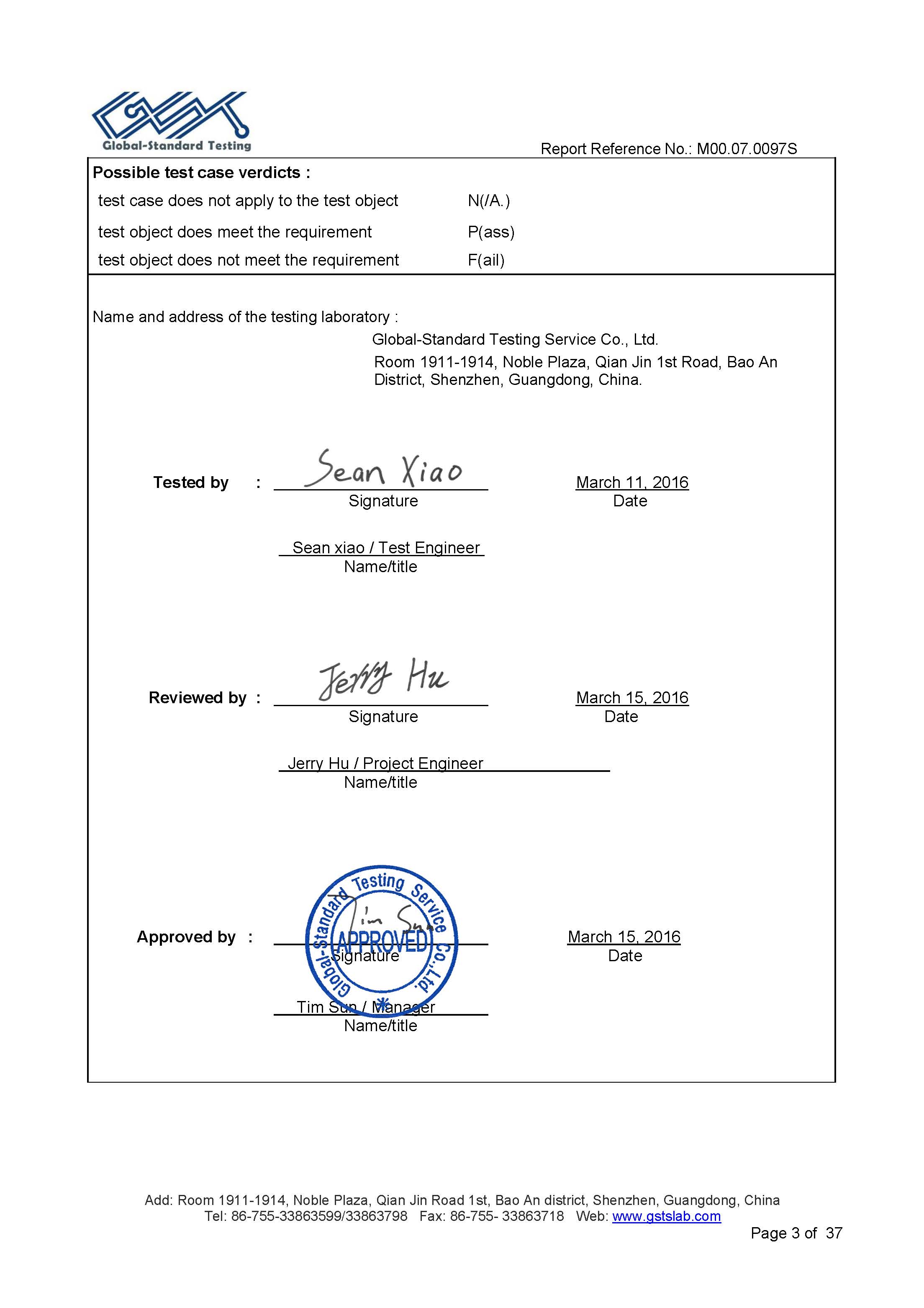 EU LVD test report page 3