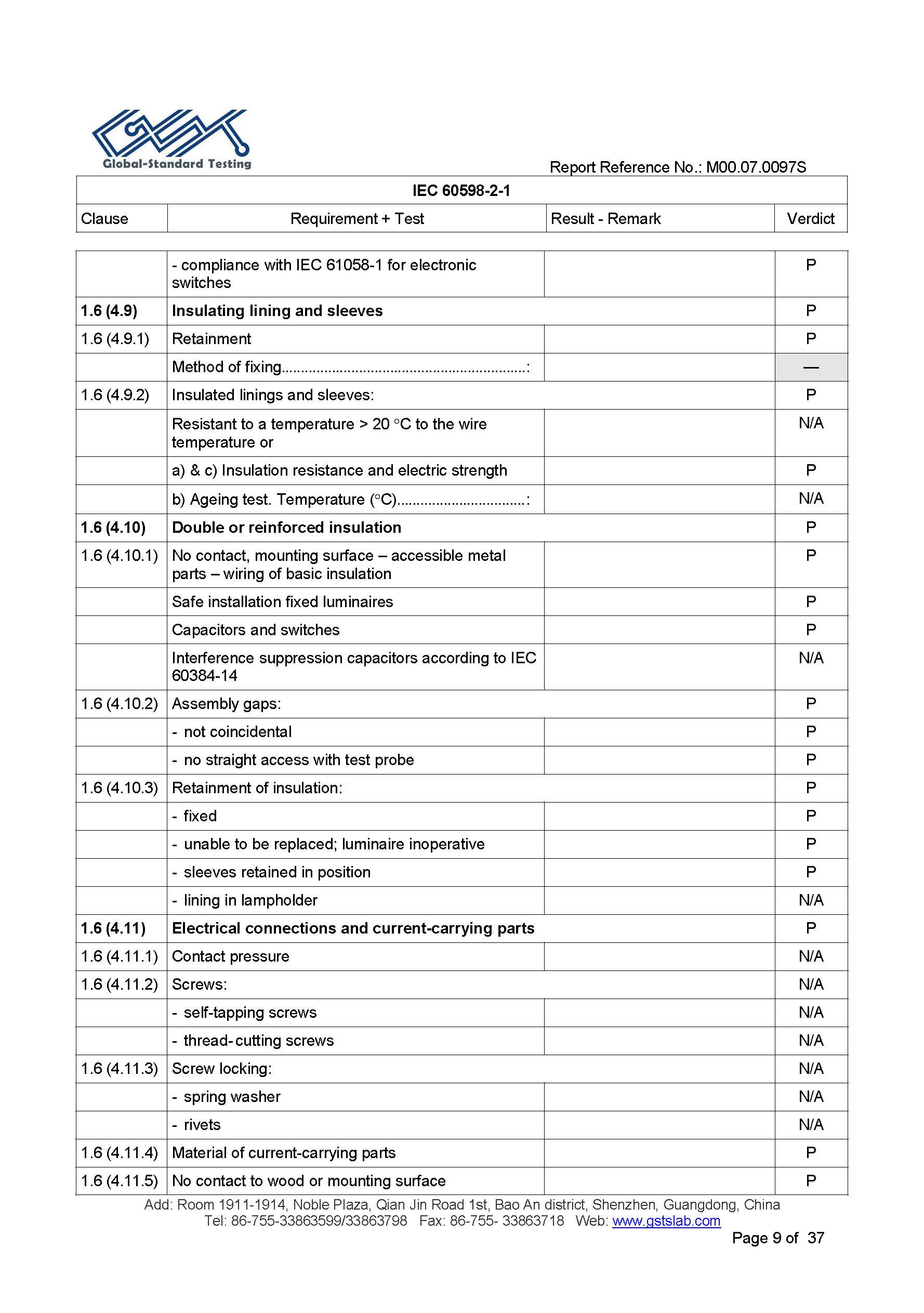 EU LVD test report page 9