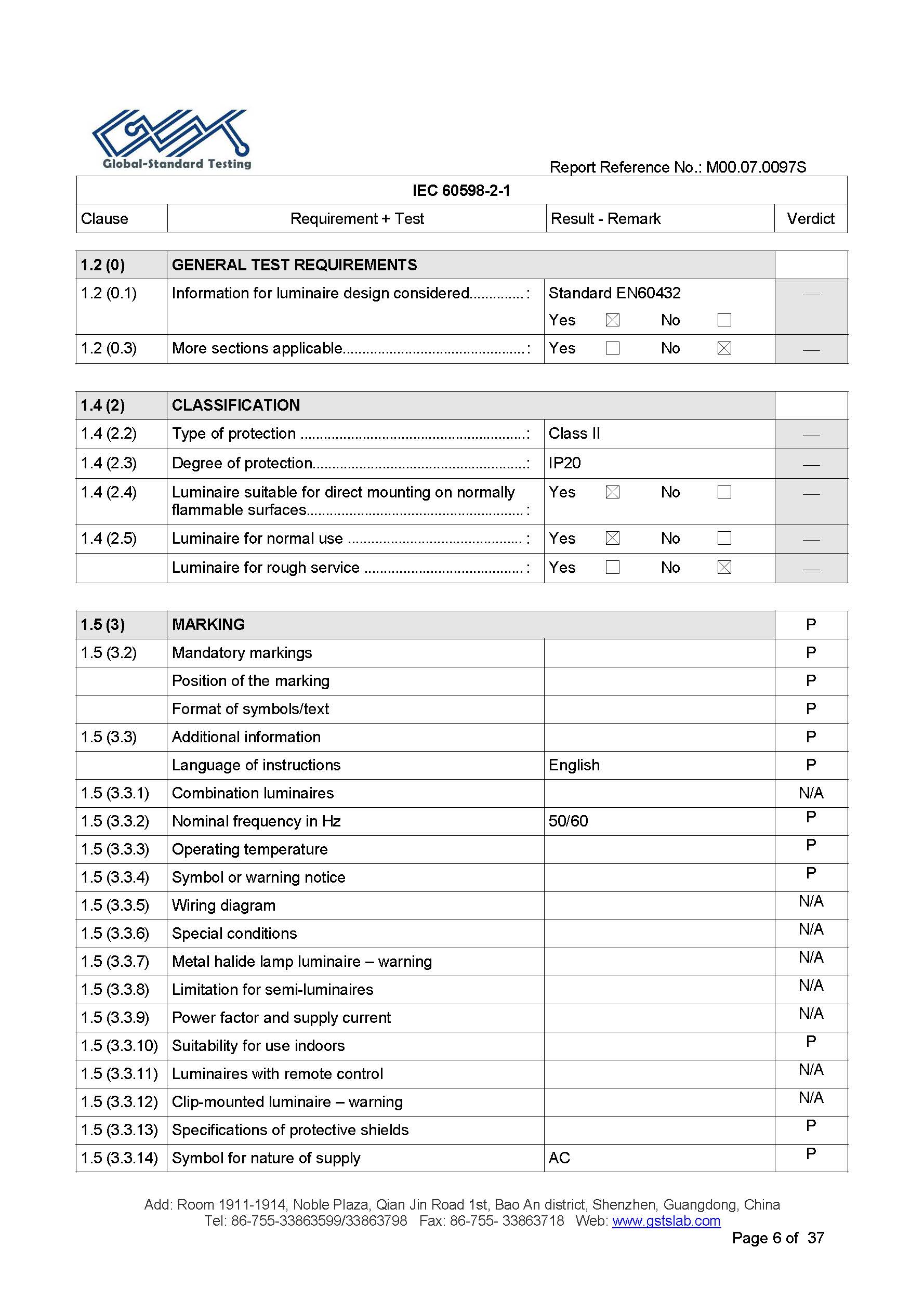EU LVD test report page 6