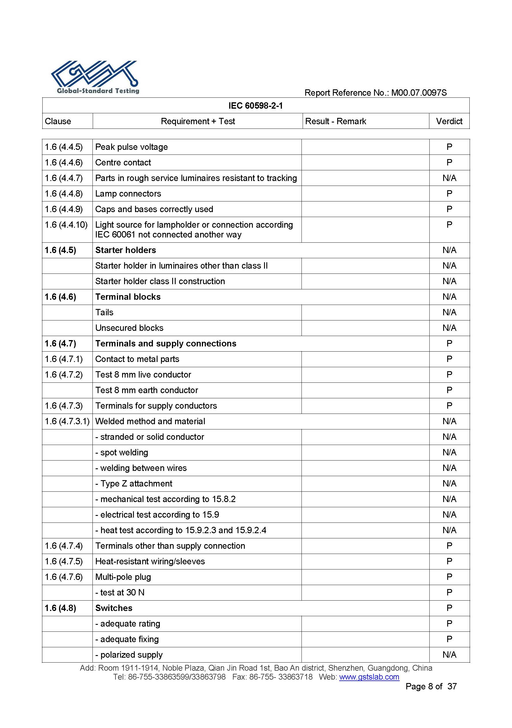 EU LVD test report page 8
