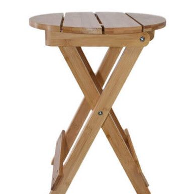 Portable folding bamboo stool with travel bag