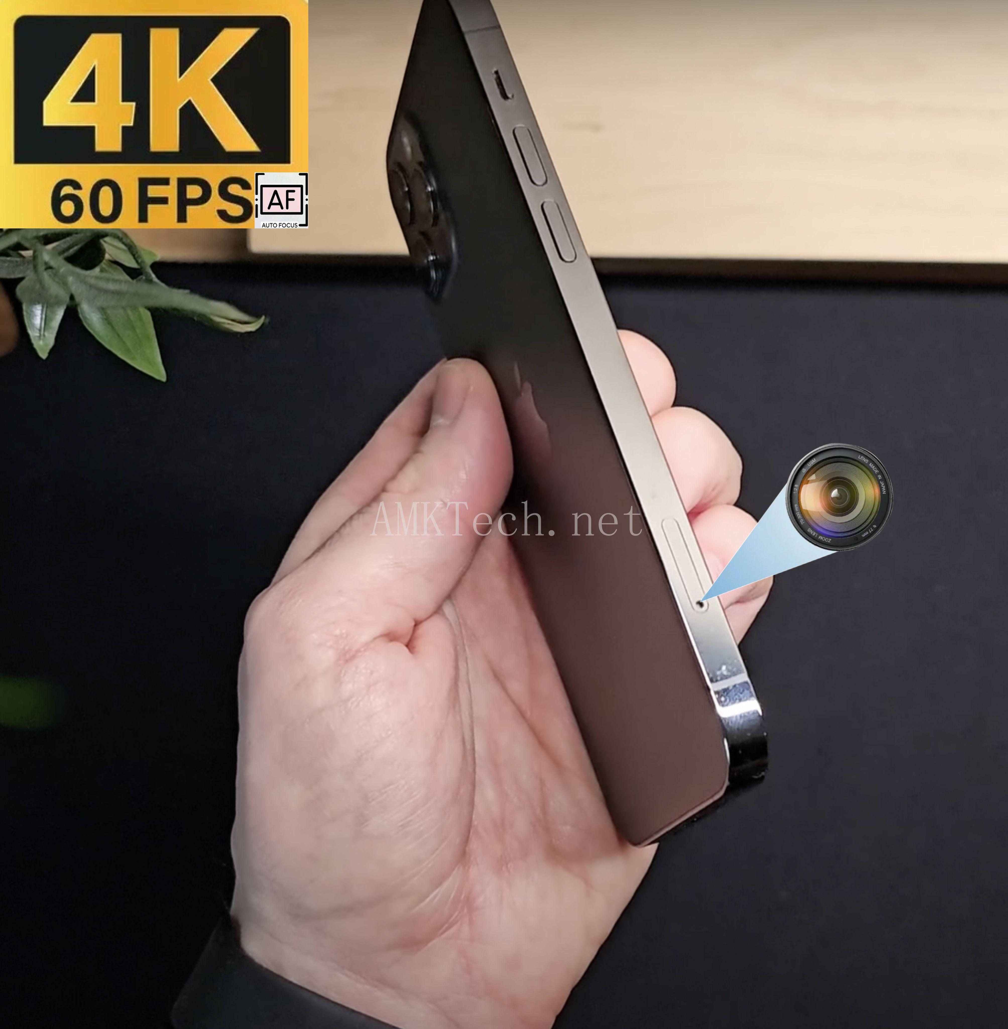 iPhone 12 Pro Spionagekamera Telefon: Diskrete 4K@60FPS-Aufnahme mit seitlichem/oberem Objektiv