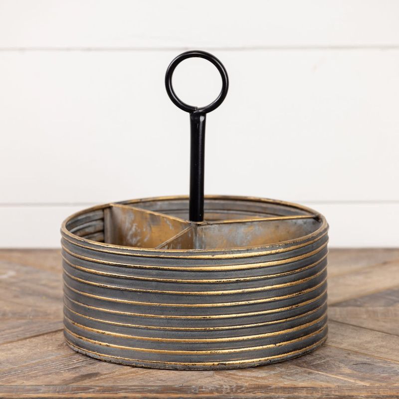 Antique Gold / Black Round Caddy