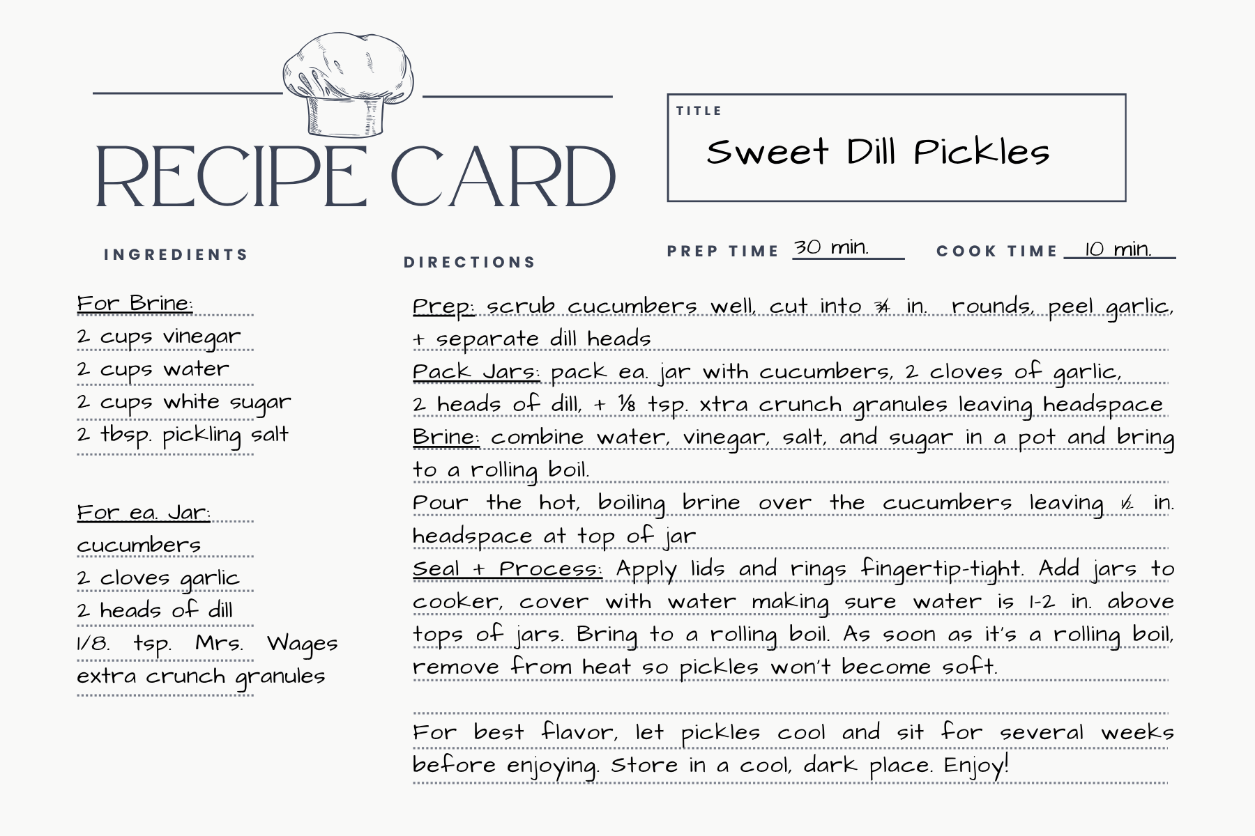 Sweet Dill Pickles Recipe