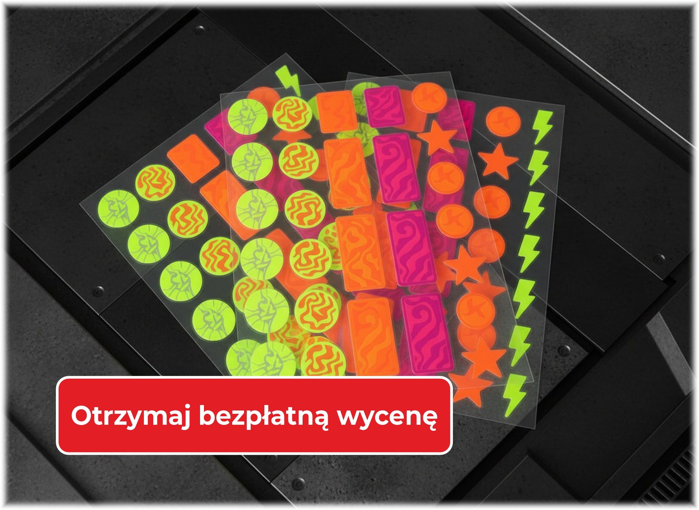 Naklejki fluorescencyjne - bezpłatna wycena