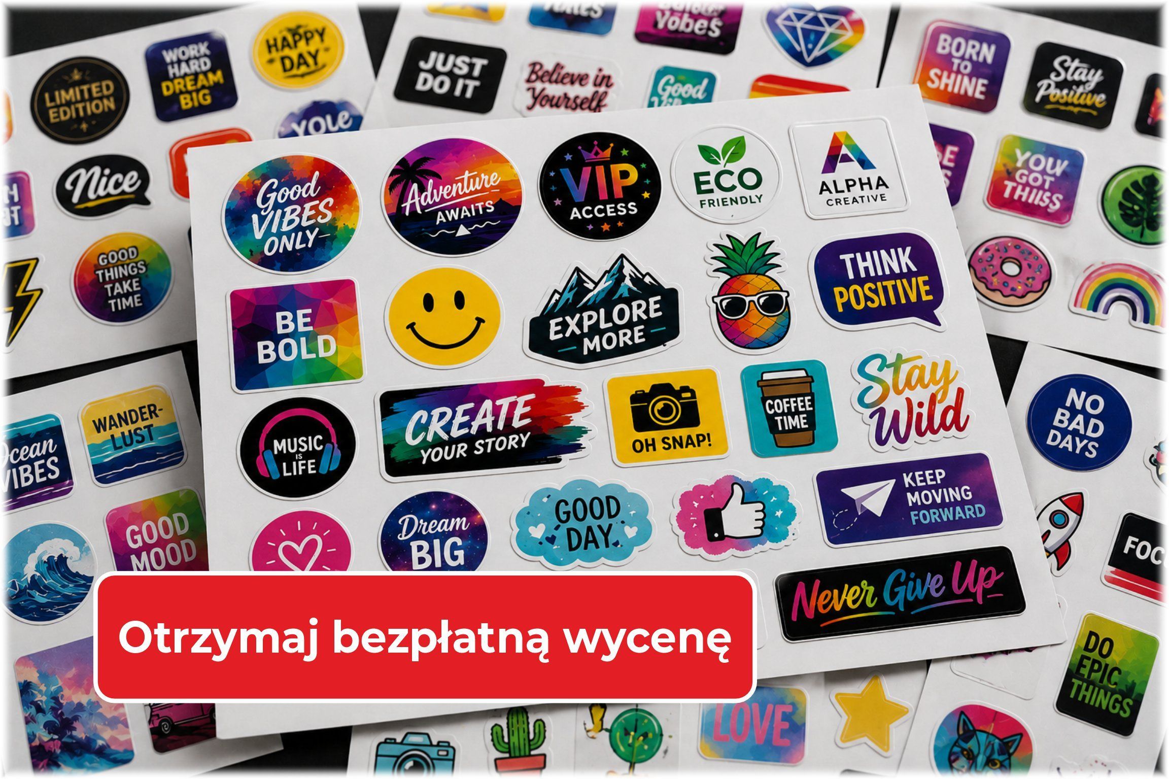 Naklejki na arkuszach darmowa wycena