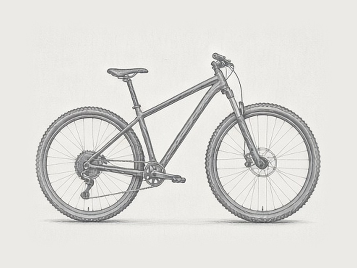 Pencil sketch of a hardtail mountain bike