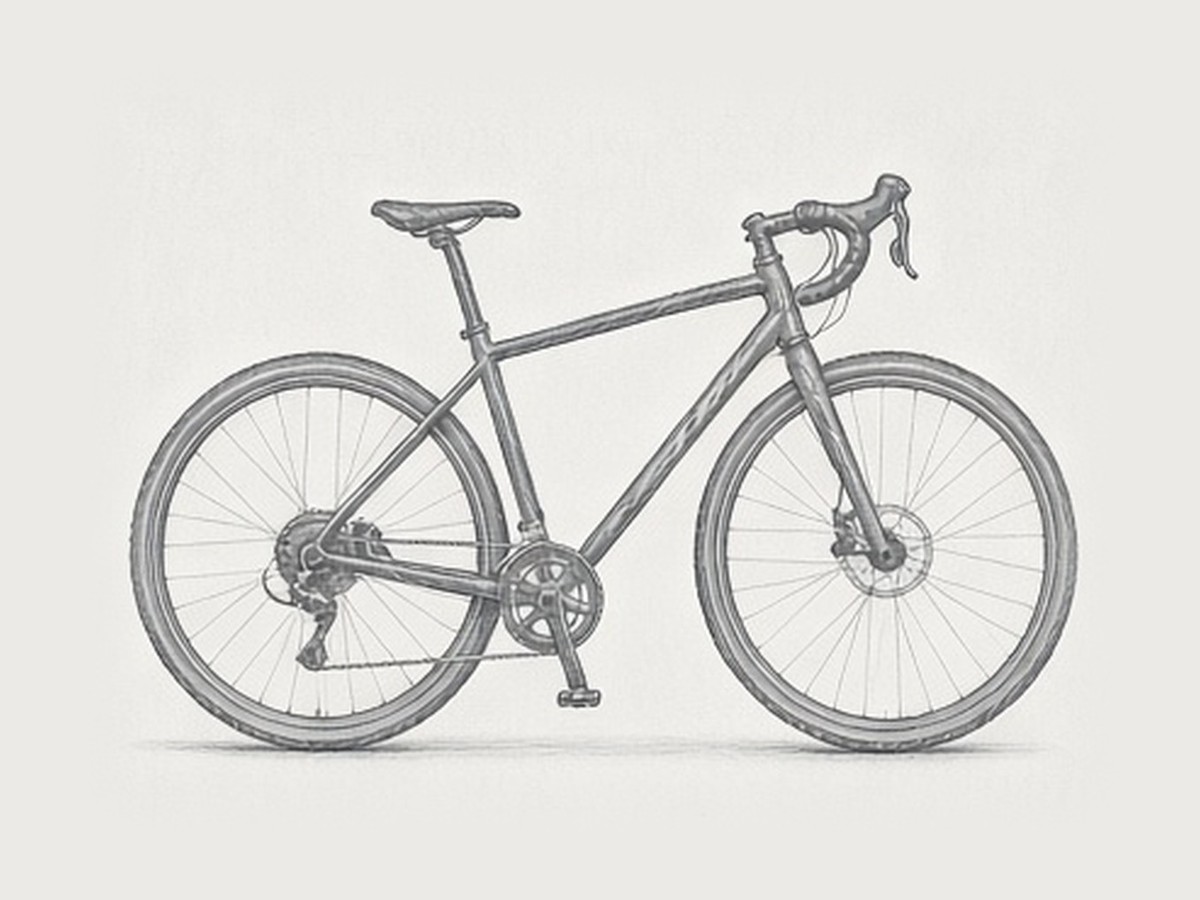 Pencil sketch of a gravel bike