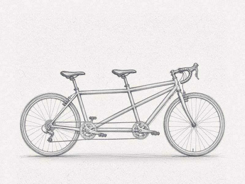 Pencil sketch of a tandem bike