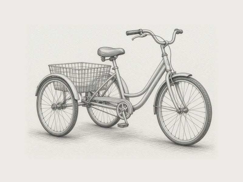 Pencil sketch of an adult tricycle
