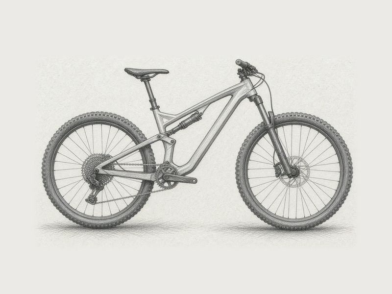 Pencil sketch of a full-suspension mountain bike