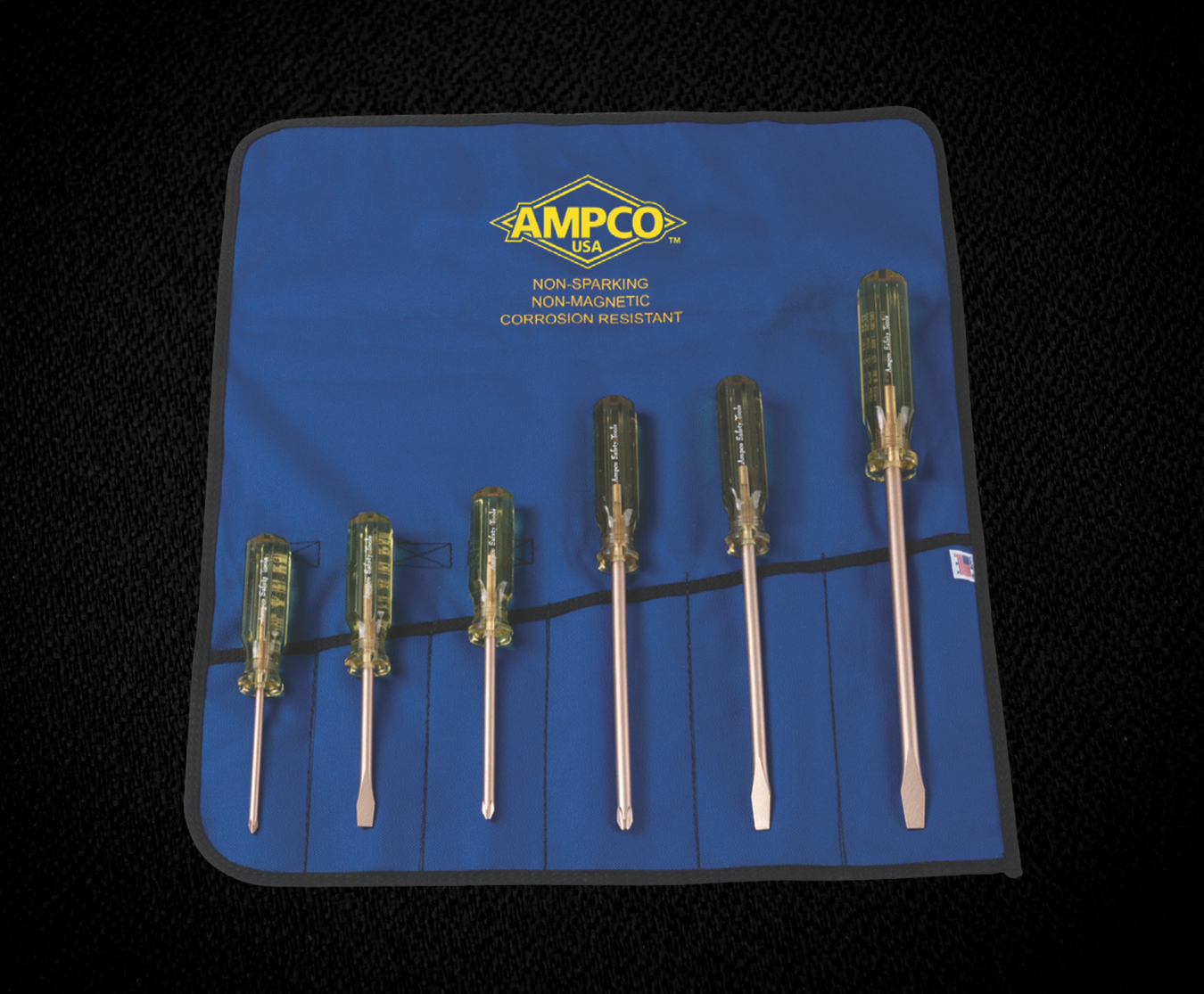 Ampco Safety Tools matched BeCu non-sparking safety tool kit for oil and gas and petrochemical facilities