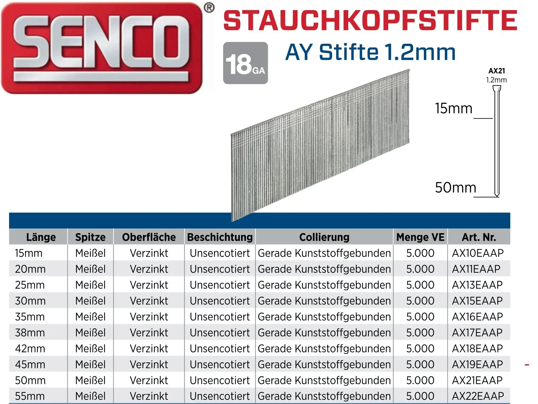 Senco AY Stauchkopfstifte