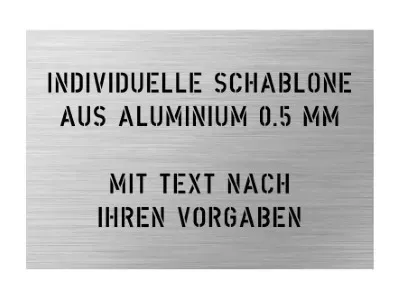 Individuelle Textschablone mit Wunschtext aus Aluminium