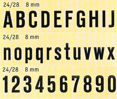 TELOS Schriftart Nummer 24 für Typendruckerei C