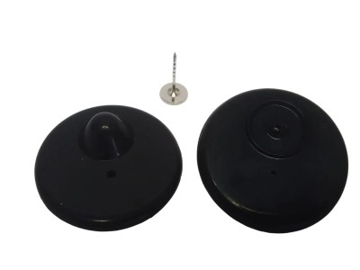 Hartetiketten R50 RF 8.2 MHz 50 mm rund in schwarz weiß oder hellbeige für Warensicherung