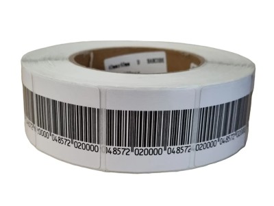Klebeetiketten 5 x 5 cm RF 8.2 MHz mit falschem Barcode für Warensicherung und Diebstahlsicherung