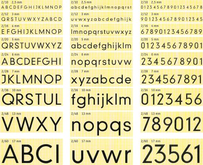 Komplettes Schriftmuster der TELOS Standardschrift Nr. 2