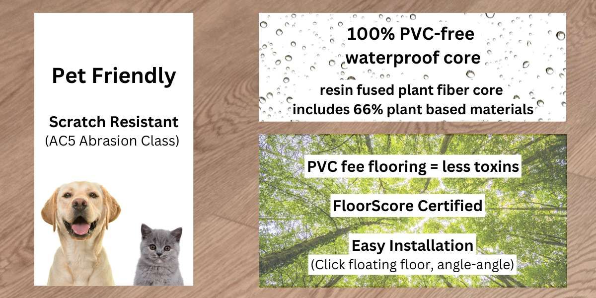 pet friendly waterproof floor, pvc free floors, scratch resistant floors