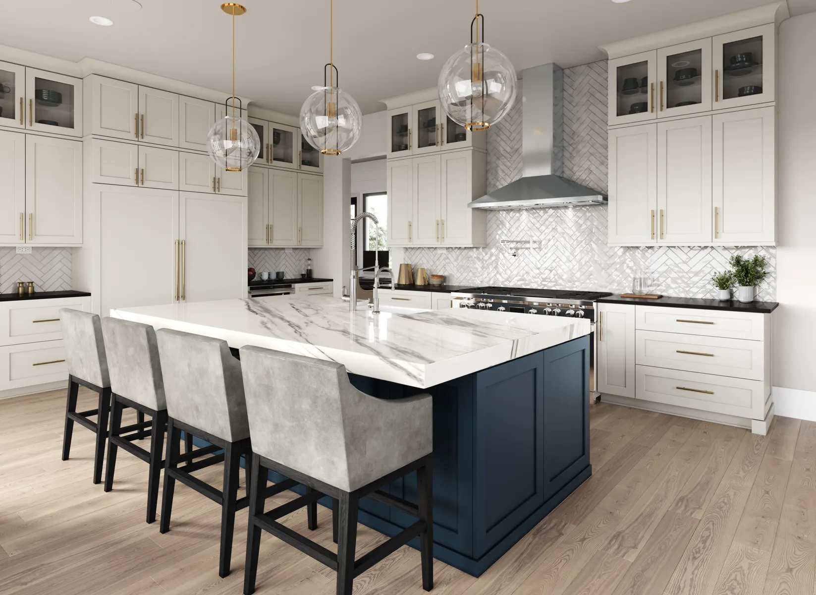 Shaker kitchen with navy island