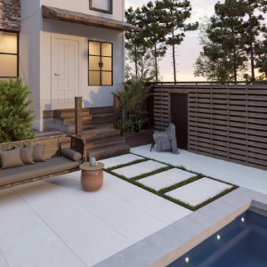 Porcelain pavers on a patio
