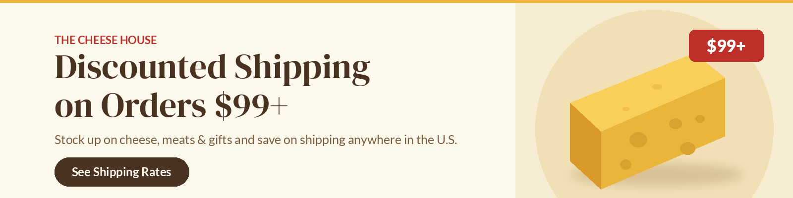 Promo banner: Discounted shipping on orders $99+ anywhere in the U.S. See shipping rates.
