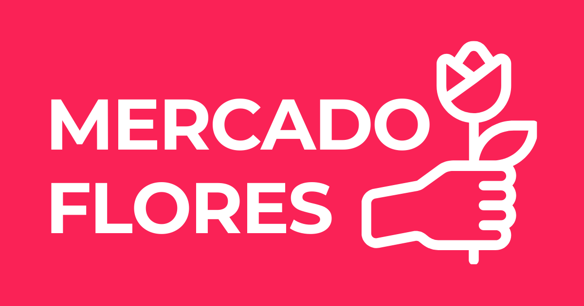 Logo oficial de MERCADO FLORES: una mano sosteniendo una flor, símbolo de nuestra selección de flores frescas y acabado profesional en Lima.