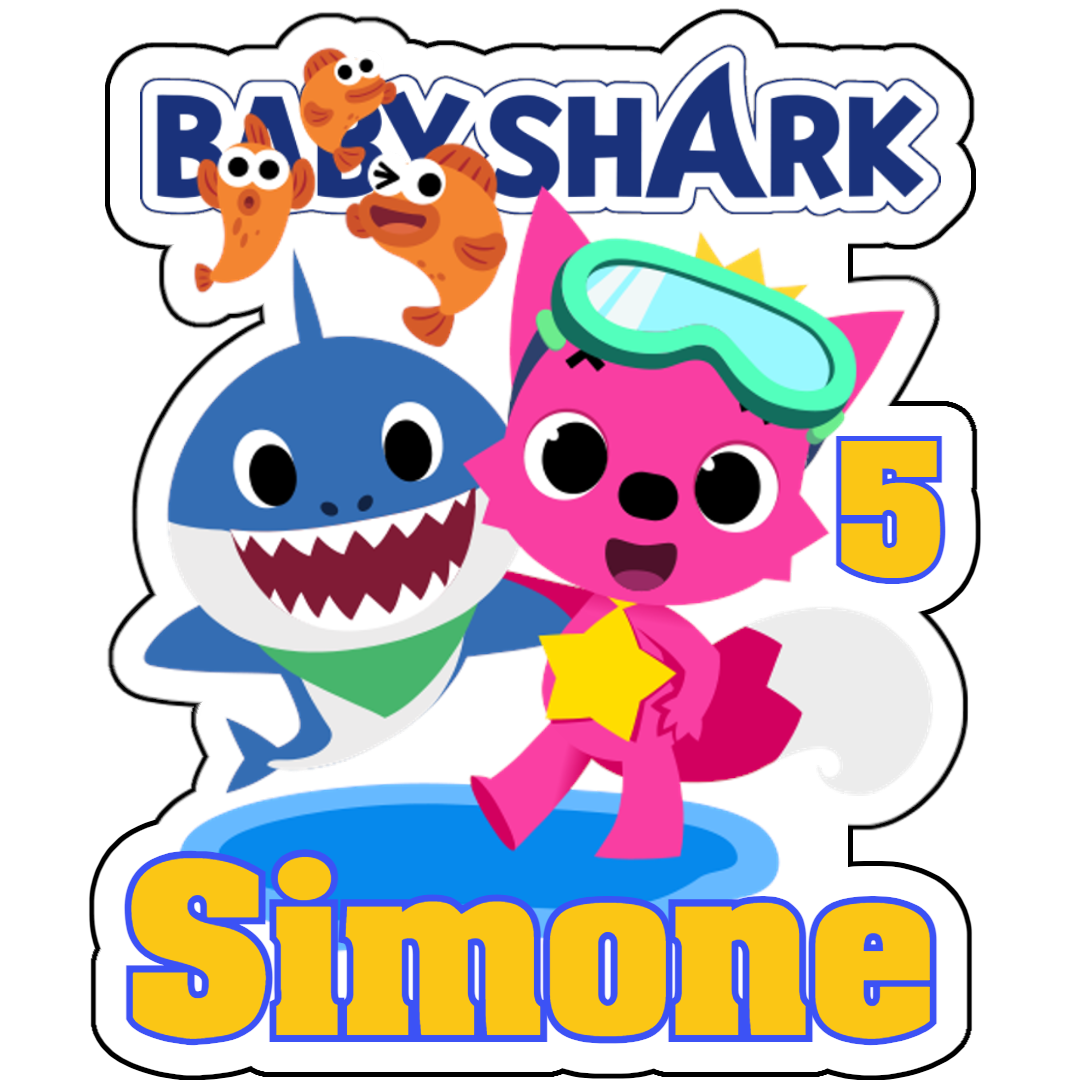 Sagoma polistirolo Baby Shark centrotavola personalizzata