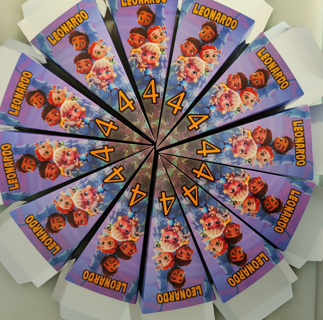 fetta torta scenografica scatoline porta confetti regalini fine festa super monsters