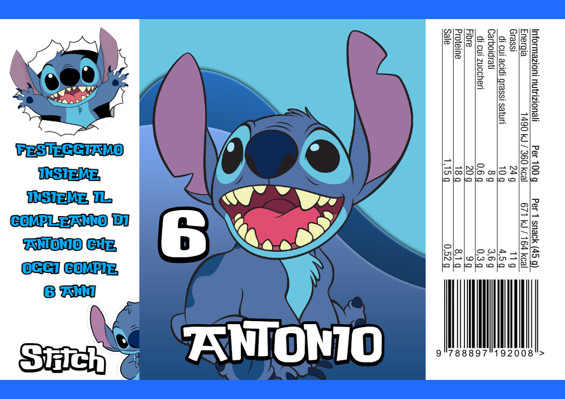 incarti buste sacchetti patatine piccole personalizzate lilo stitch Angel kit compleanno festa a tema