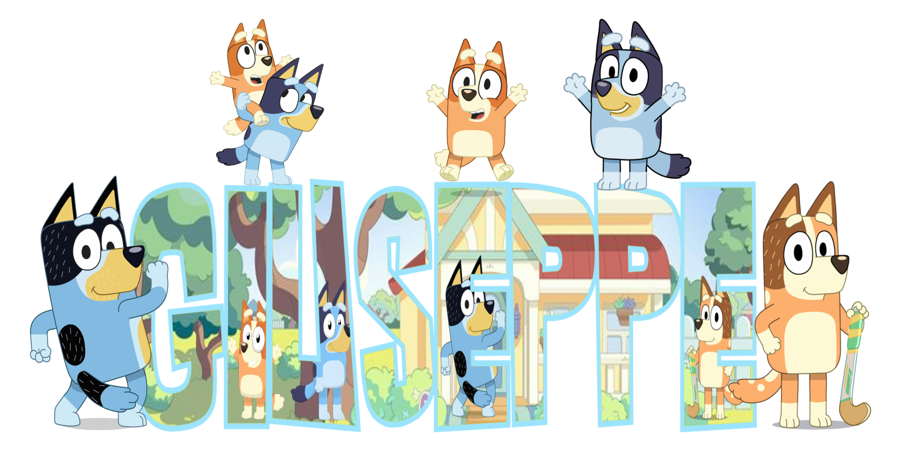 sagome scritta nome polistirolo personalizzata festa compleanno Bluey