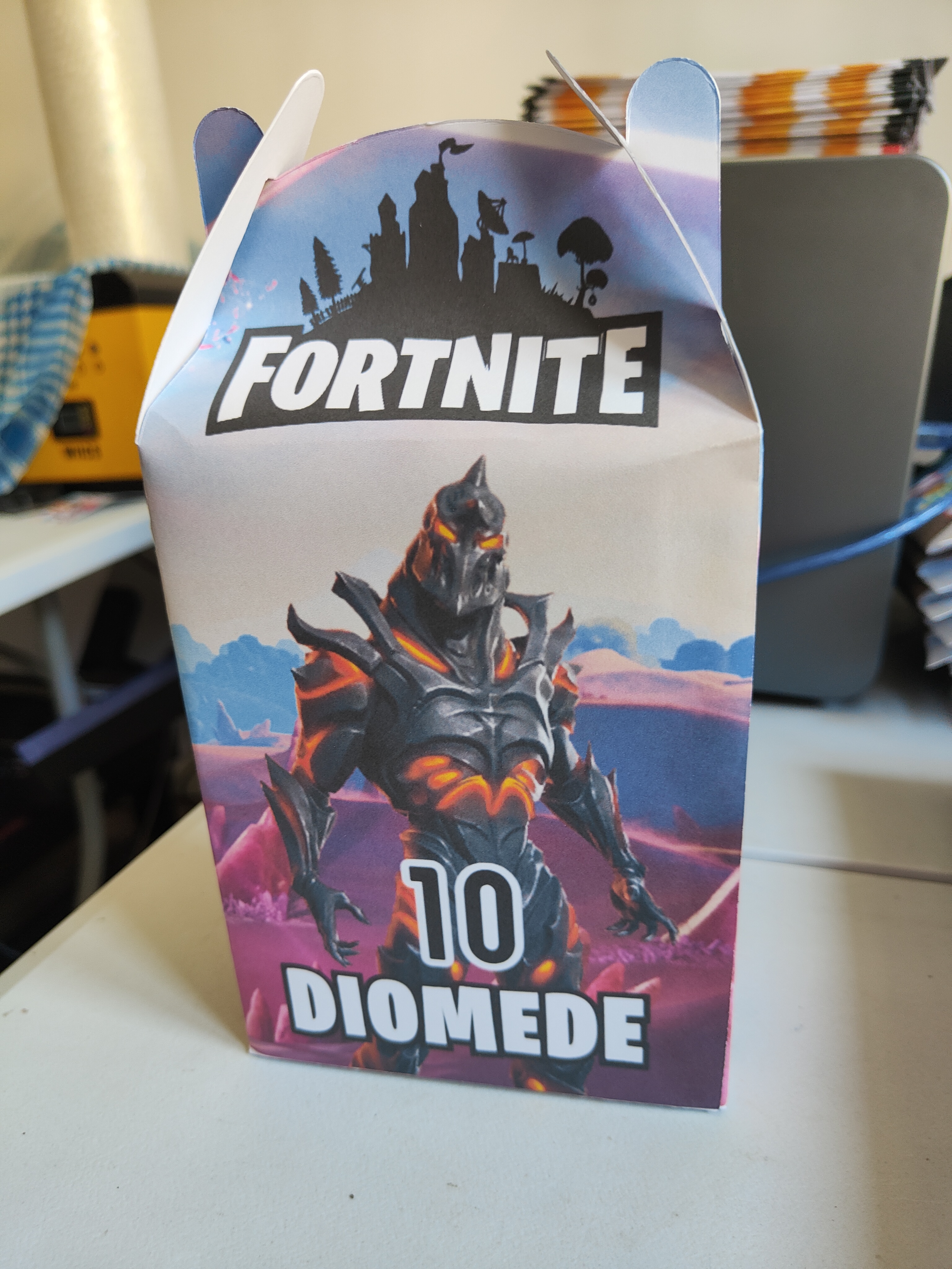 super grande scatola fortnite 1/2 mezzo happy meal porta merenda personalizzabile
