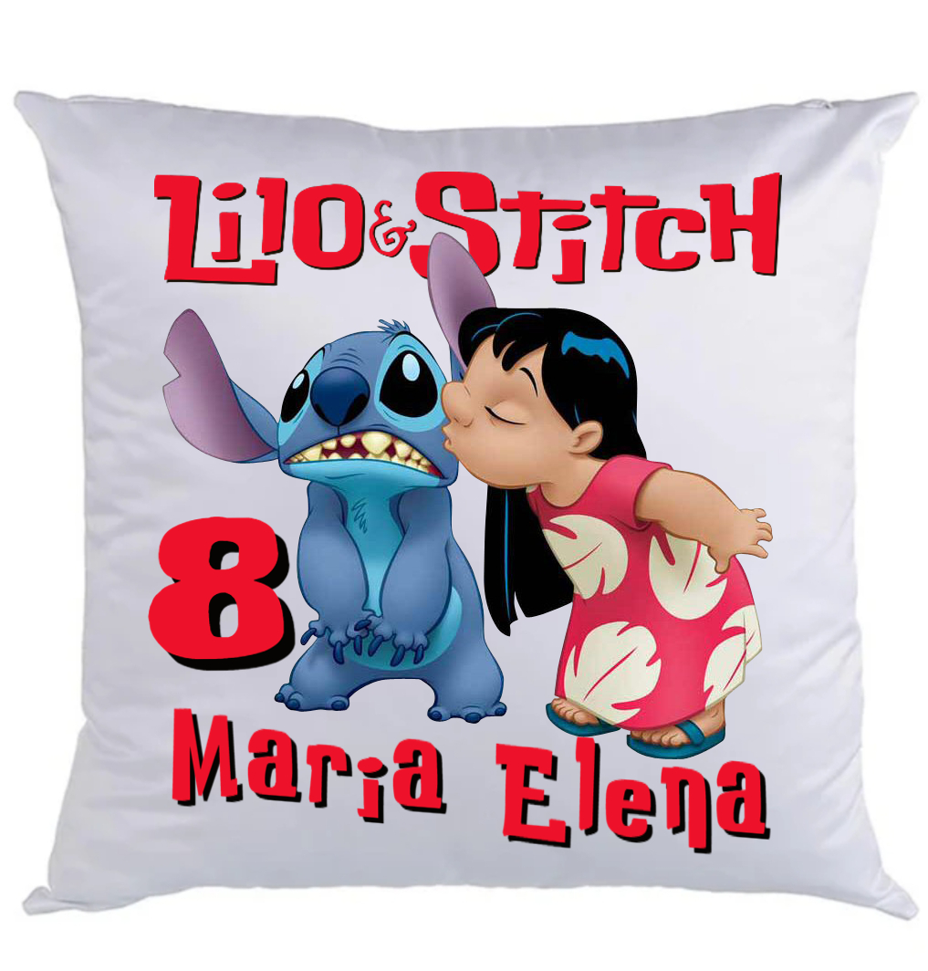 Federa Cuscino personalizzato con nome stampa foto in DTF Lilo Stitch Angel