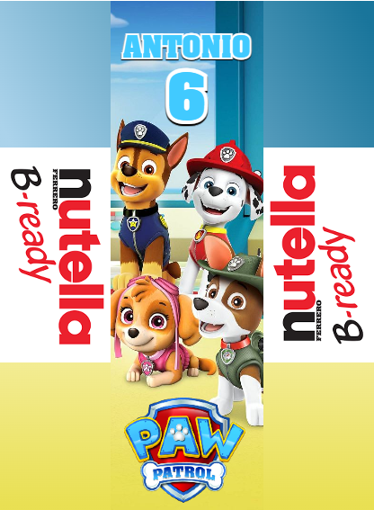 nutella bi ready incarto Paw Patrol personalizzato regalini fine addobbi decorazione festa compleanno a tema